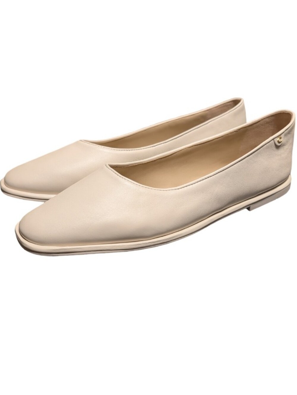 Coach Emilia Flats in Chalk Calfskin Leather sz 10 - Picture 4 of 14